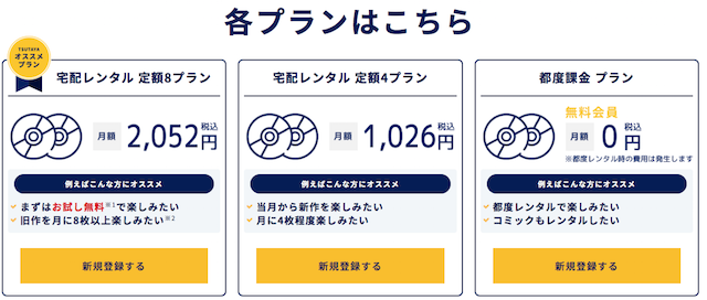 ツタヤディスカスの料金プラン